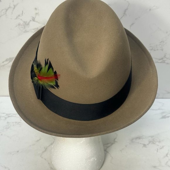 Vintage Brooks Brothers Fedora Hat Size 7 Felt Feather Band - Picture 5 of 11